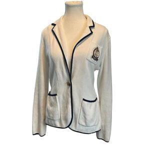 Y2K Ralph Lauren cotton crested white blazer cardigan old money